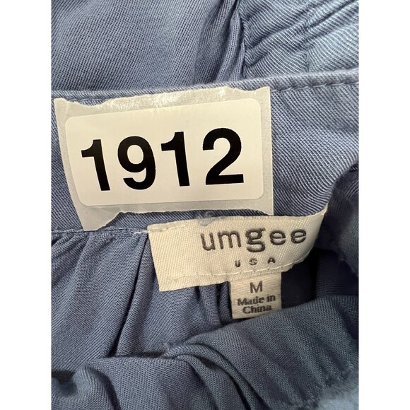 Umgee Blue Off Shoulder Embroidered Floral Ruffle Top - Women's M - Picture 9 of 9